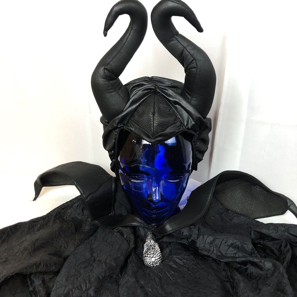 Disney Maleficent Deluxe Adult Costume Black Gown Horns Size LG 12/14 Halloween